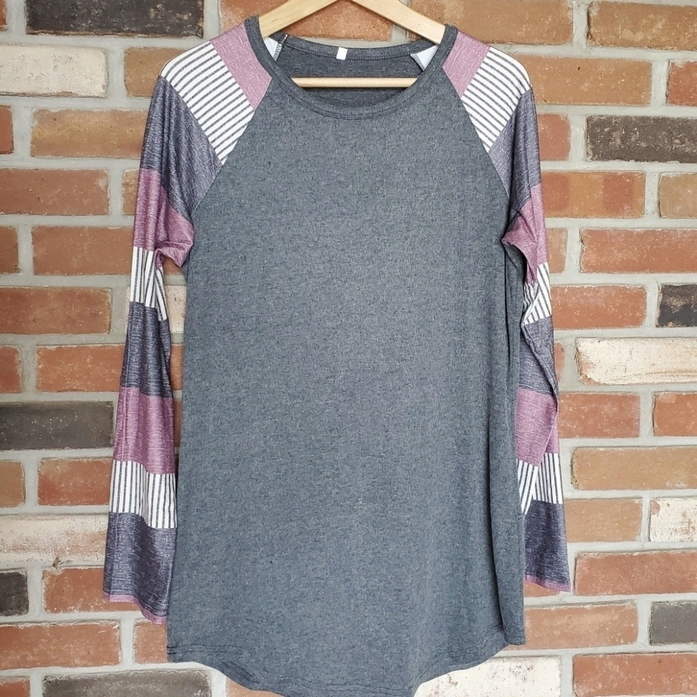 NEW Piper Stripe Long Sleeve Tee - Grey Body